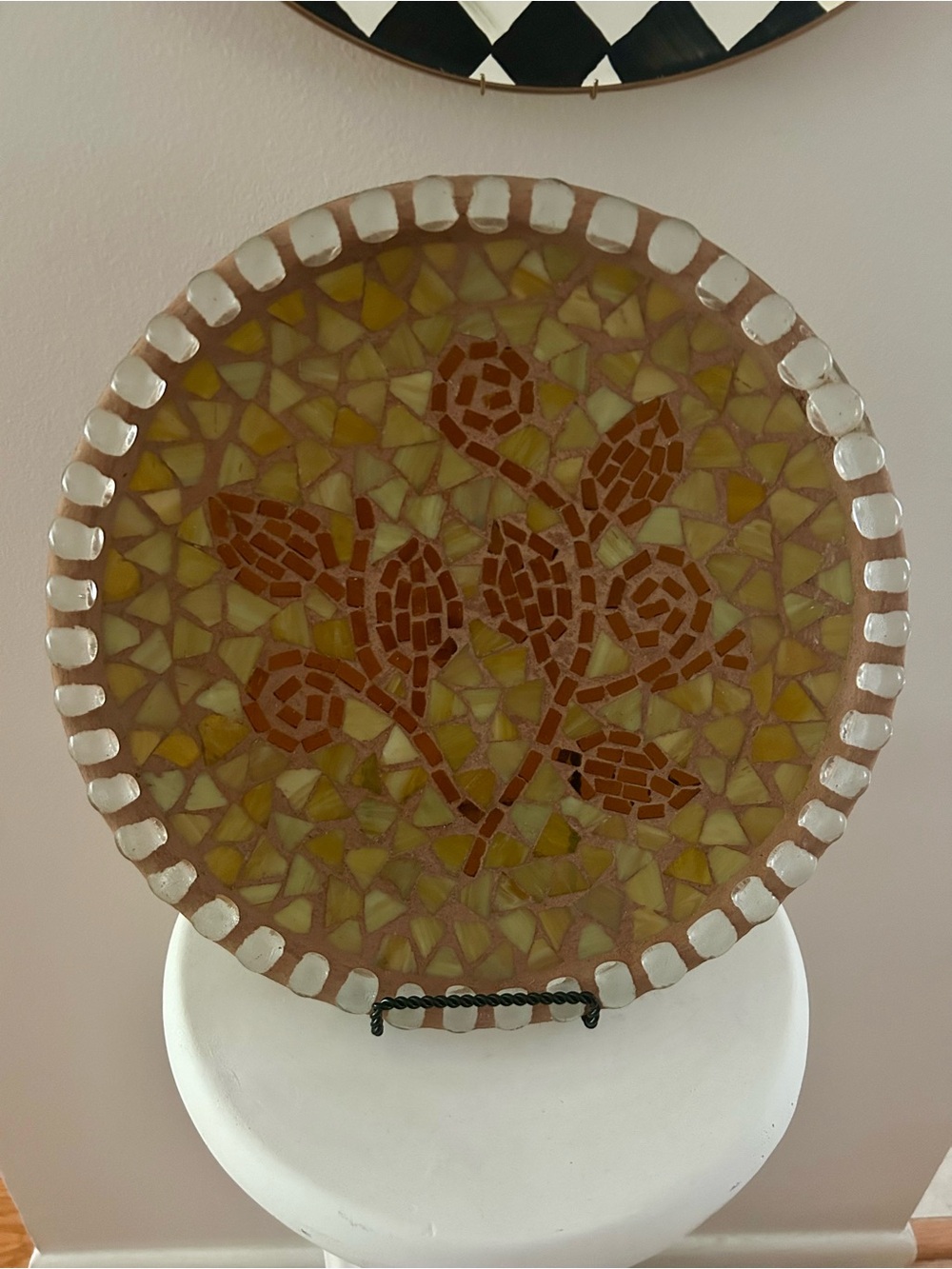 Vintage Pier 1 Imports Large Terrazzo Mosaic Glass & Clay Platter